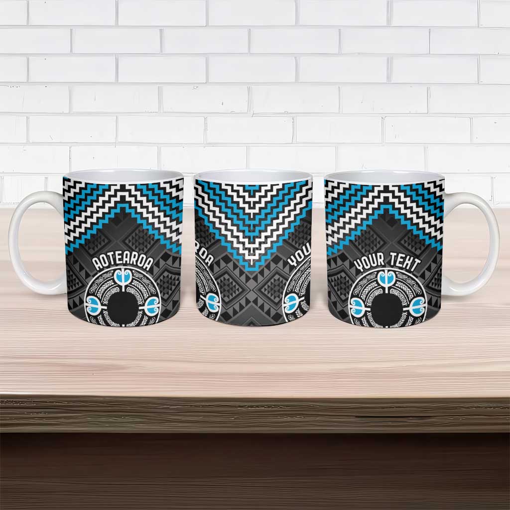 Personalised Aotearoa Niho Taniwha Motif Ceramic Mug Blue Style - Polynesian Pride