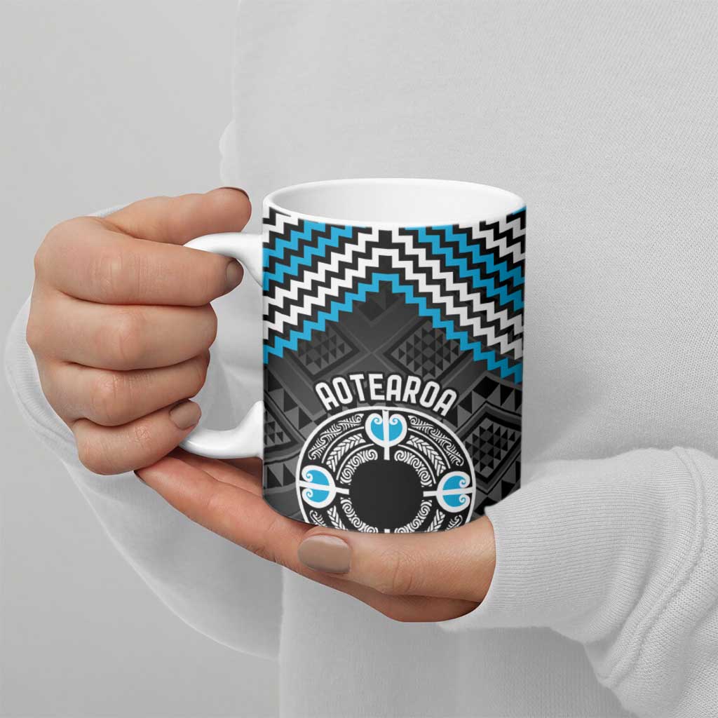 Personalised Aotearoa Niho Taniwha Motif Ceramic Mug Blue Style - Polynesian Pride