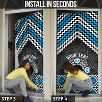 Personalised Aotearoa Niho Taniwha Motif Door Cover Blue Style - Polynesian Pride
