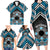 Personalised Aotearoa Niho Taniwha Motif Family Matching Long Sleeve Bodycon Dress and Hawaiian Shirt Blue Style