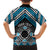 Personalised Aotearoa Niho Taniwha Motif Family Matching Off Shoulder Maxi Dress and Hawaiian Shirt Blue Style