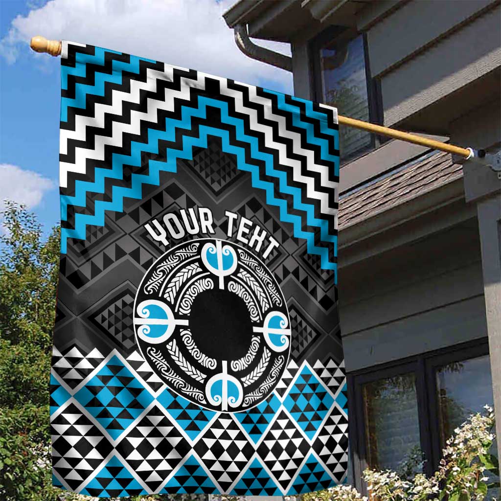 Personalised Aotearoa Niho Taniwha Motif Garden Flag Blue Style LT9 - Polynesian Pride