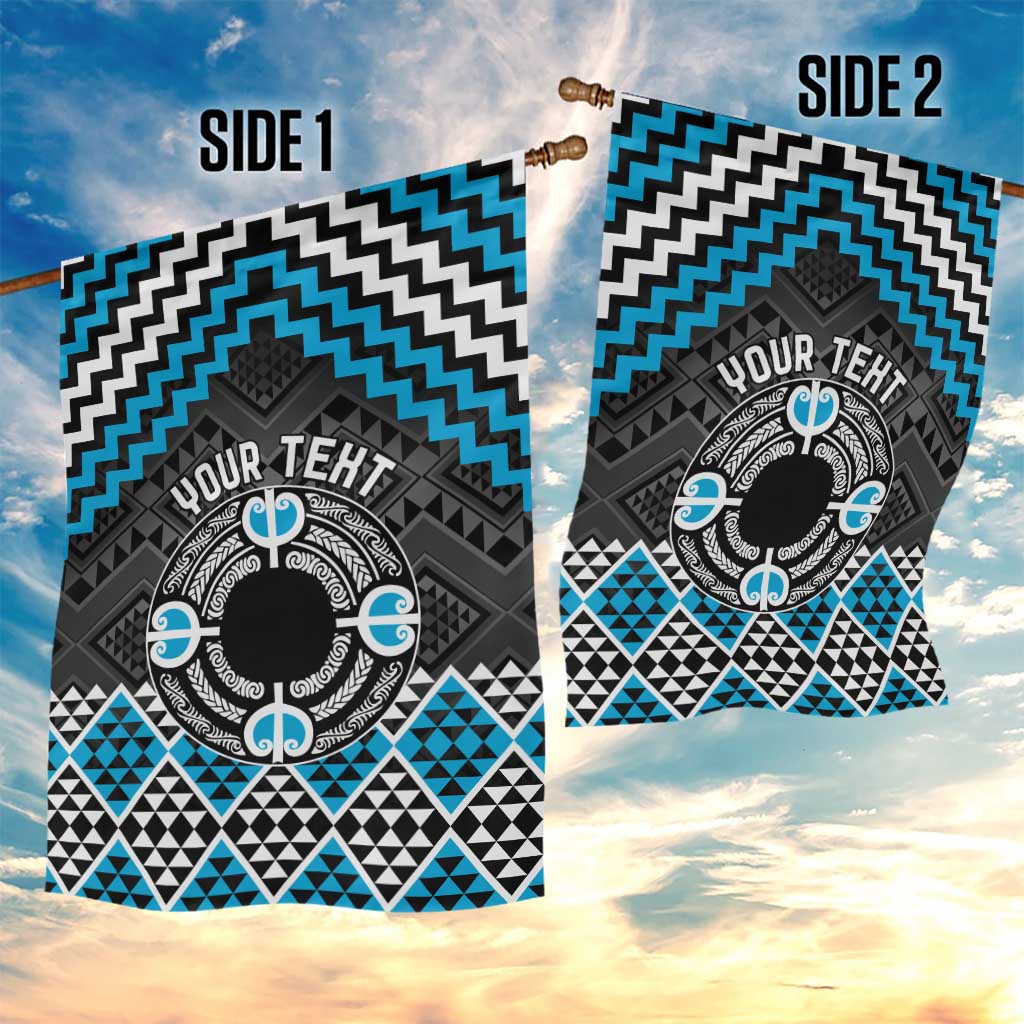 Personalised Aotearoa Niho Taniwha Motif Garden Flag Blue Style LT9 - Polynesian Pride