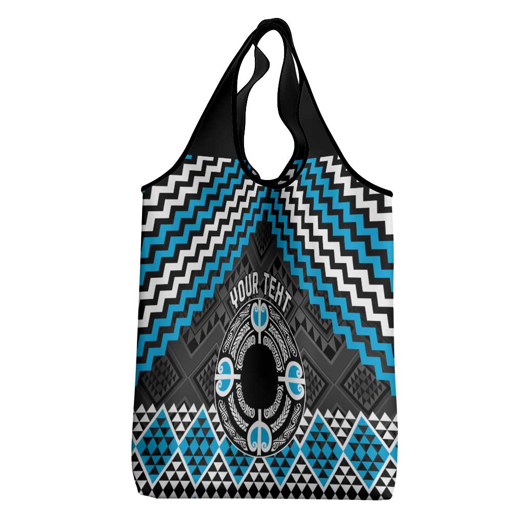 Personalised Aotearoa Niho Taniwha Motif Grocery Bag Blue Style LT9 - Polynesian Pride