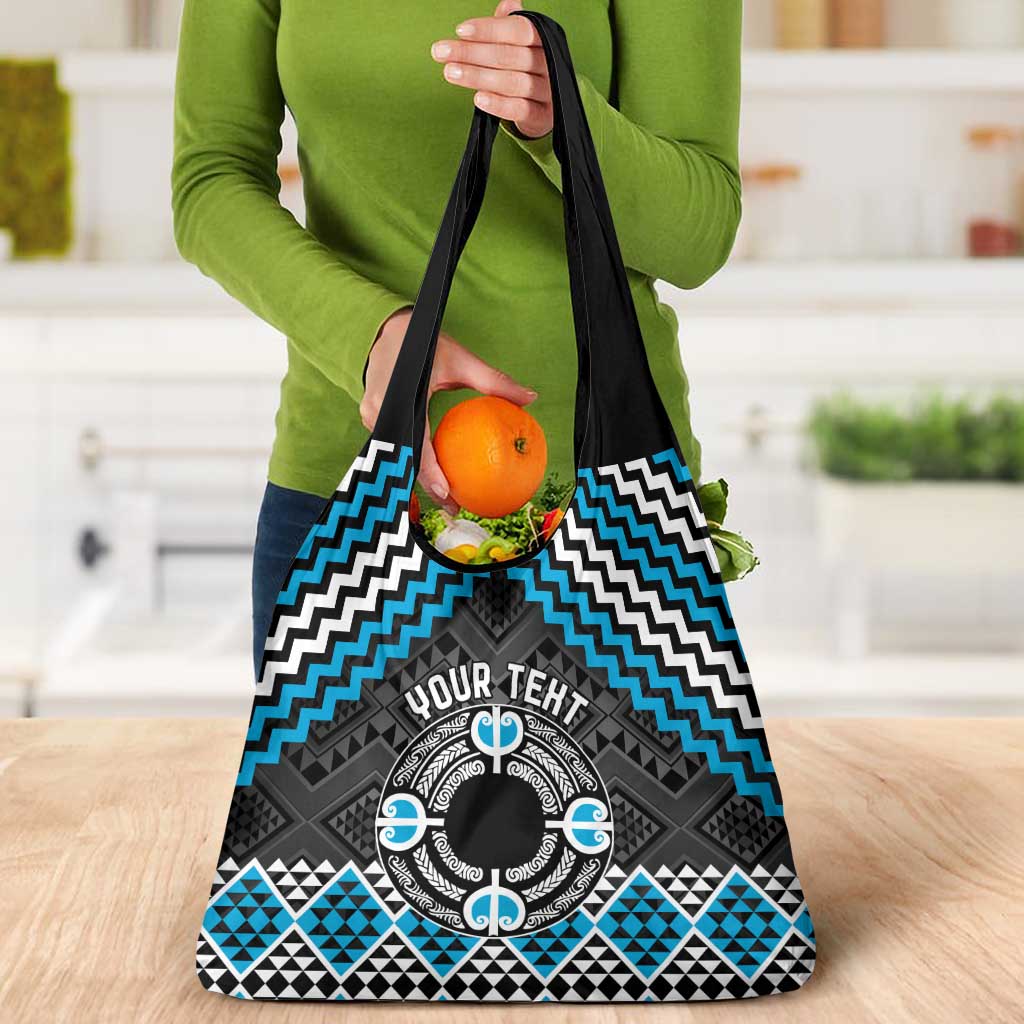 Personalised Aotearoa Niho Taniwha Motif Grocery Bag Blue Style LT9 - Polynesian Pride