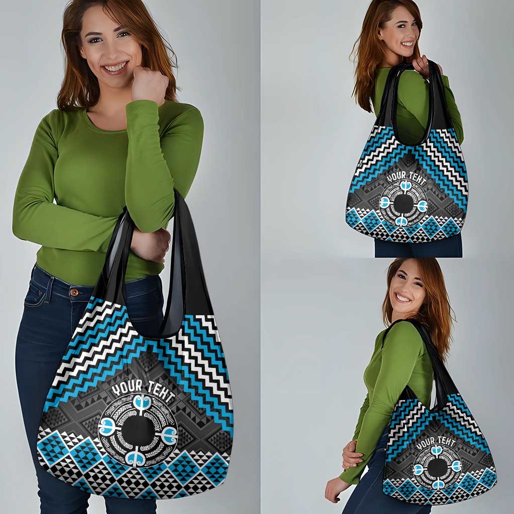 Personalised Aotearoa Niho Taniwha Motif Grocery Bag Blue Style LT9 - Polynesian Pride