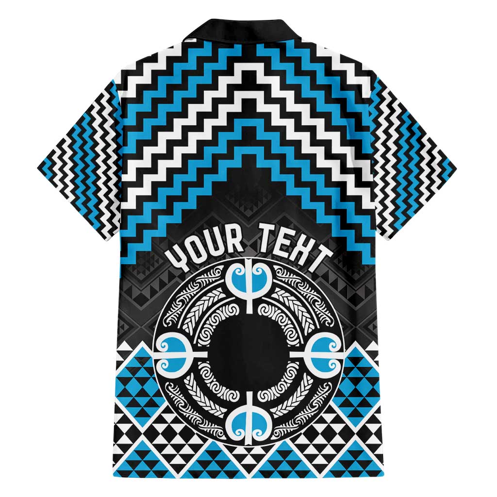 Personalised Aotearoa Niho Taniwha Motif Hawaiian Shirt Blue Style LT9 - Polynesian Pride