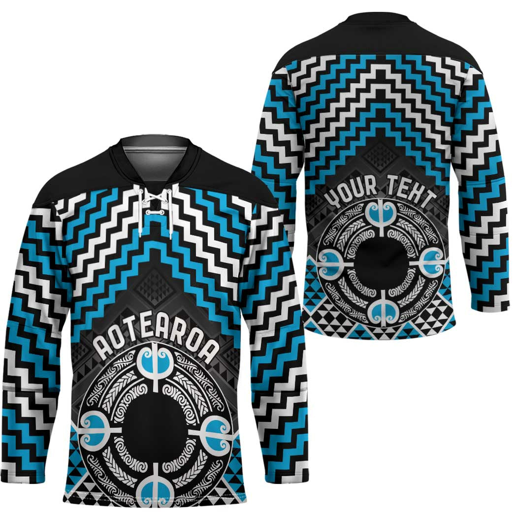 Personalised Aotearoa Niho Taniwha Motif Hockey Jersey Blue Style - Polynesian Pride