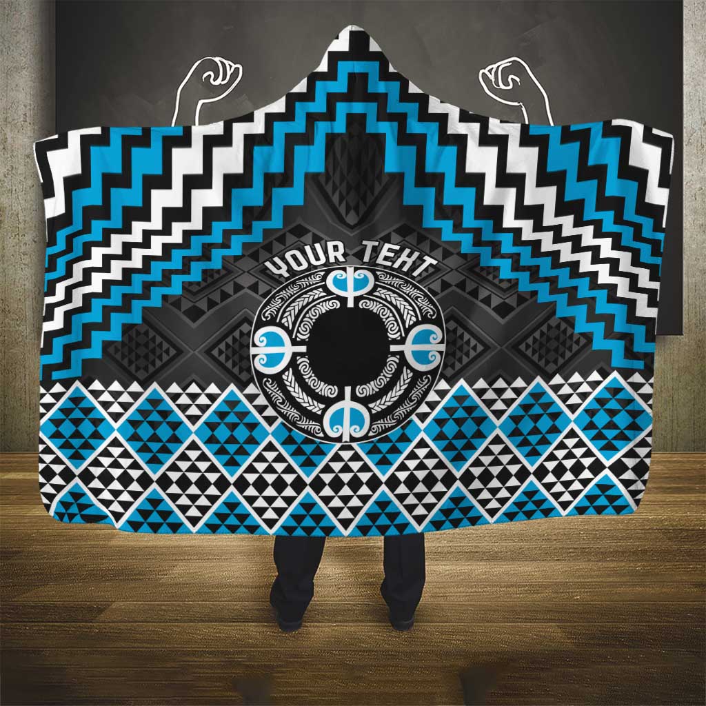 Personalised Aotearoa Niho Taniwha Motif Hooded Blanket Blue Style LT9 - Polynesian Pride