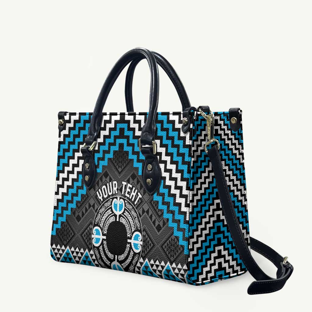 Personalised Aotearoa Niho Taniwha Motif Leather Bag Blue Style - Polynesian Pride