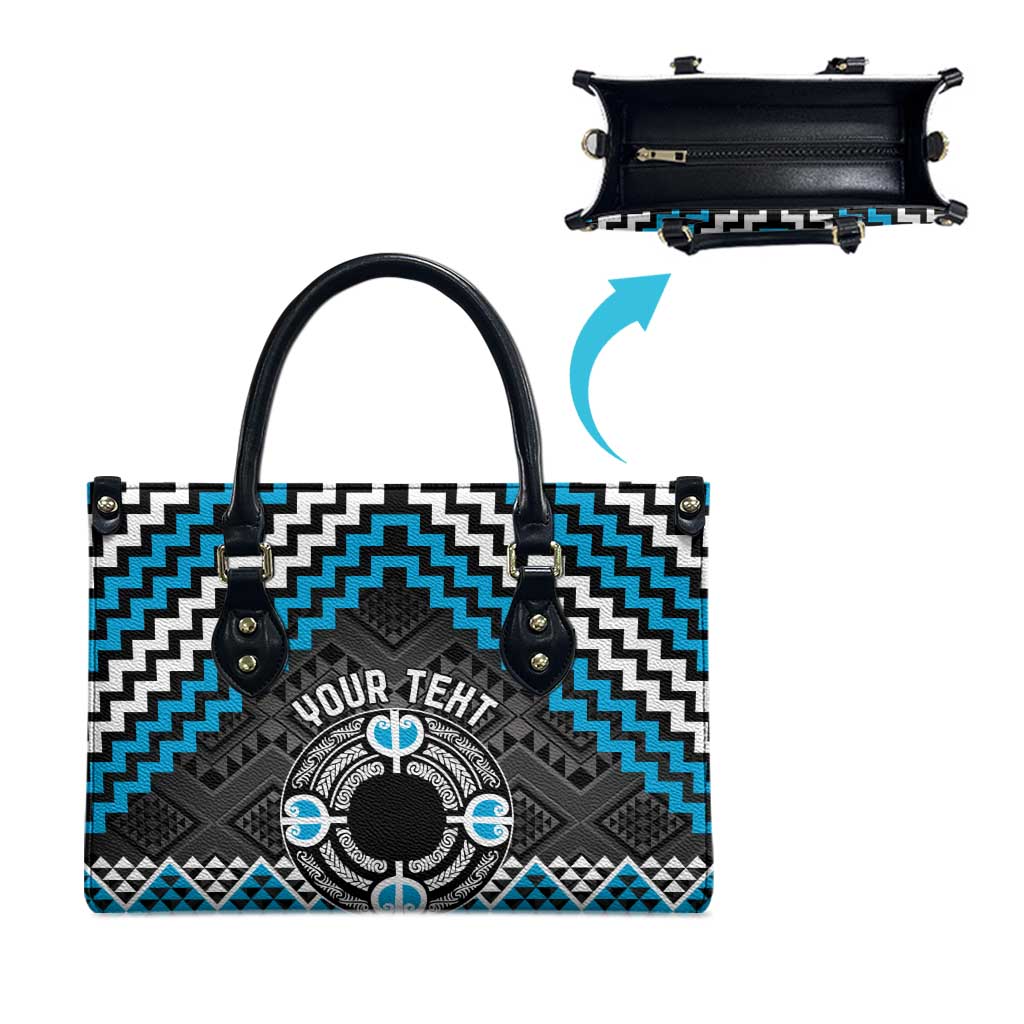 Personalised Aotearoa Niho Taniwha Motif Leather Bag Blue Style - Polynesian Pride