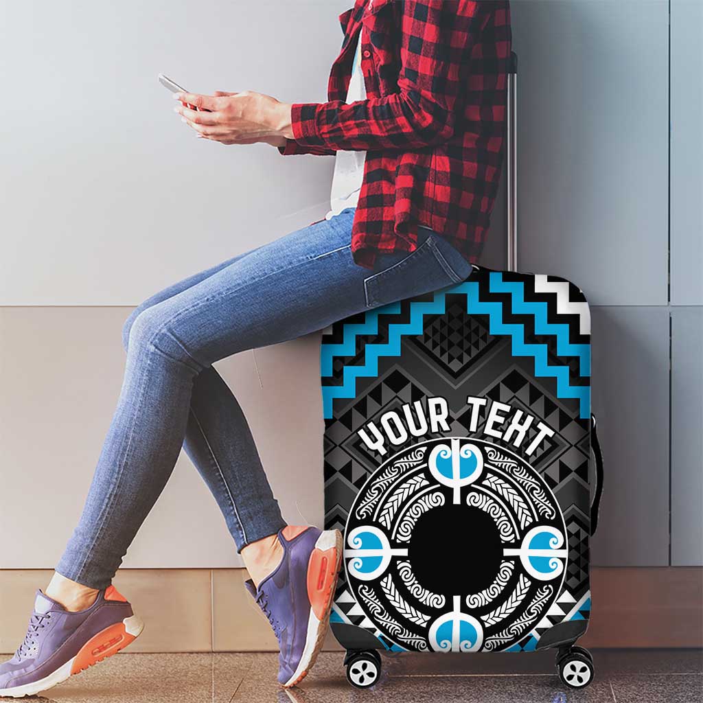 Personalised Aotearoa Niho Taniwha Motif Luggage Cover Blue Style