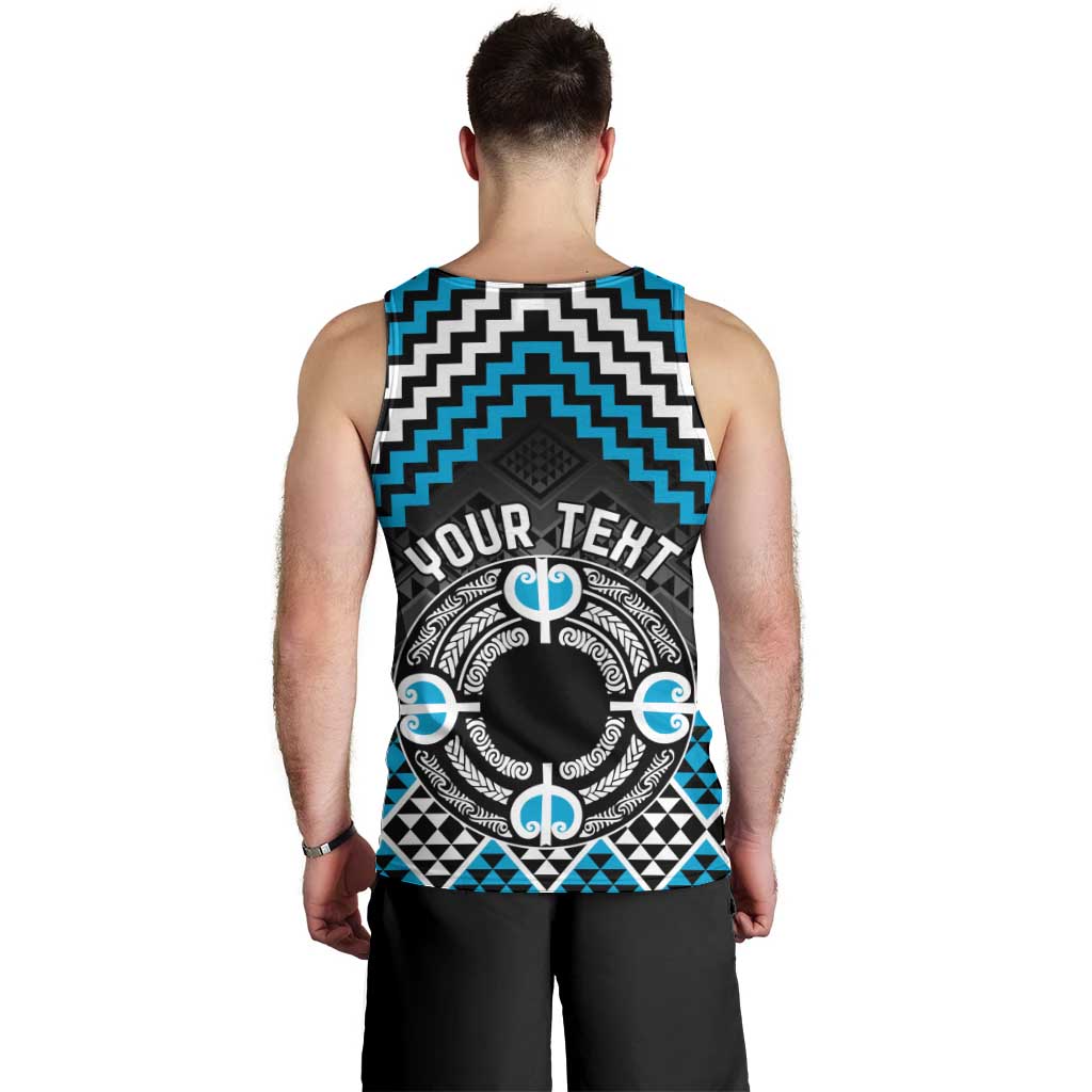 Personalised Aotearoa Niho Taniwha Motif Men Tank Top Blue Style LT9 - Polynesian Pride
