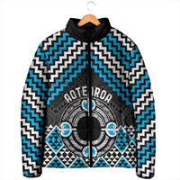 Personalised Aotearoa Niho Taniwha Motif Padded Jacket Blue Style - Polynesian Pride