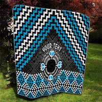 Personalised Aotearoa Niho Taniwha Motif Quilt Blue Style
