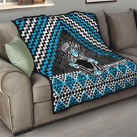 Personalised Aotearoa Niho Taniwha Motif Quilt Blue Style