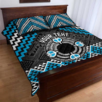 Personalised Aotearoa Niho Taniwha Motif Quilt Bed Set Blue Style LT9 - Polynesian Pride