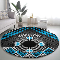 Personalised Aotearoa Niho Taniwha Motif Round Carpet Blue Style