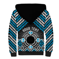 Personalised Aotearoa Niho Taniwha Motif Sherpa Hoodie Blue Style LT9 - Polynesian Pride