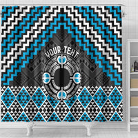 Personalised Aotearoa Niho Taniwha Motif Shower Curtain Blue Style