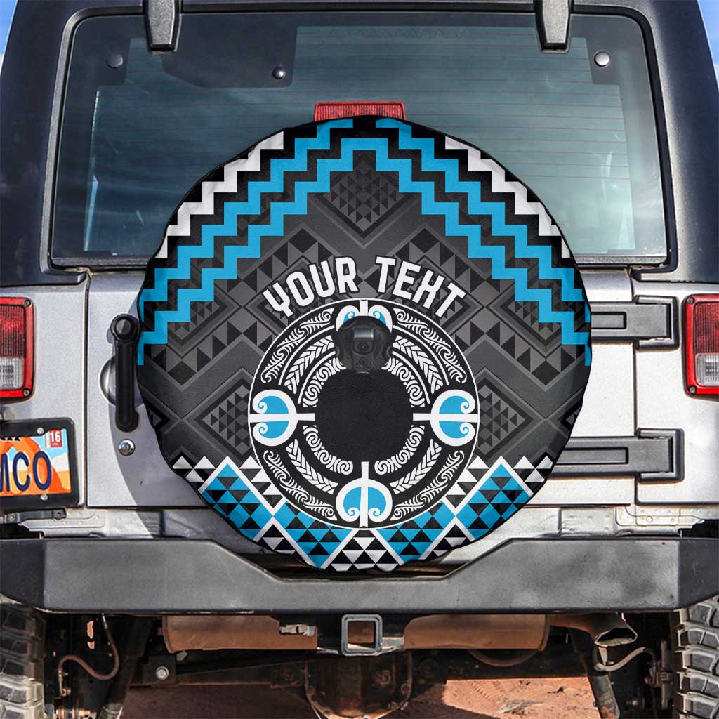 Personalised Aotearoa Niho Taniwha Motif Spare Tire Cover Blue Style