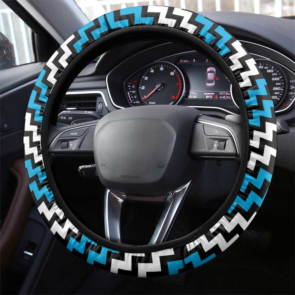 Aotearoa Niho Taniwha Motif Steering Wheel Cover Blue Style LT9 - Polynesian Pride