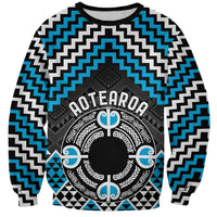 Personalised Aotearoa Niho Taniwha Motif Sweatshirt Blue Style LT9 Unisex Blue - Polynesian Pride