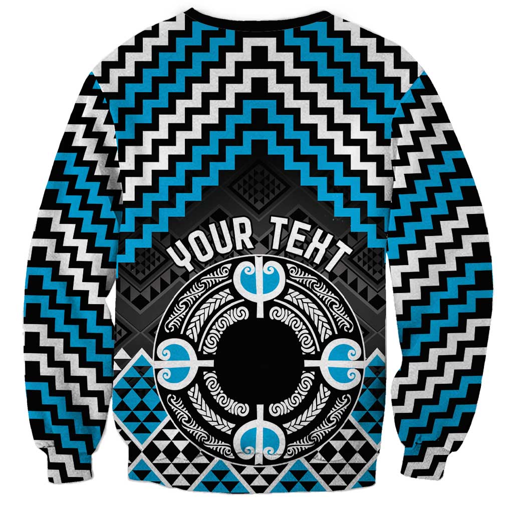 Personalised Aotearoa Niho Taniwha Motif Sweatshirt Blue Style LT9 - Polynesian Pride