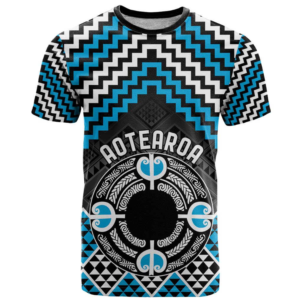 Personalised Aotearoa Niho Taniwha Motif T Shirt Blue Style