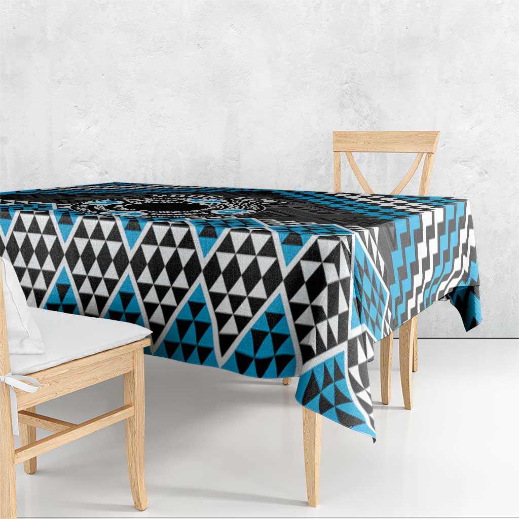 Personalised Aotearoa Niho Taniwha Motif Tablecloth Blue Style LT9 - Polynesian Pride