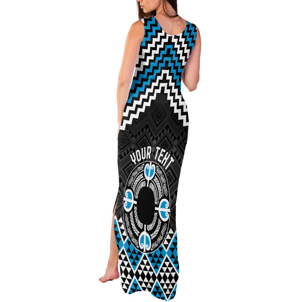 Personalised Aotearoa Niho Taniwha Motif Tank Maxi Dress Blue Style LT9 - Polynesian Pride