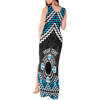 Personalised Aotearoa Niho Taniwha Motif Tank Maxi Dress Blue Style LT9 - Polynesian Pride