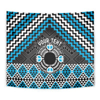 Personalised Aotearoa Niho Taniwha Motif Tapestry Blue Style