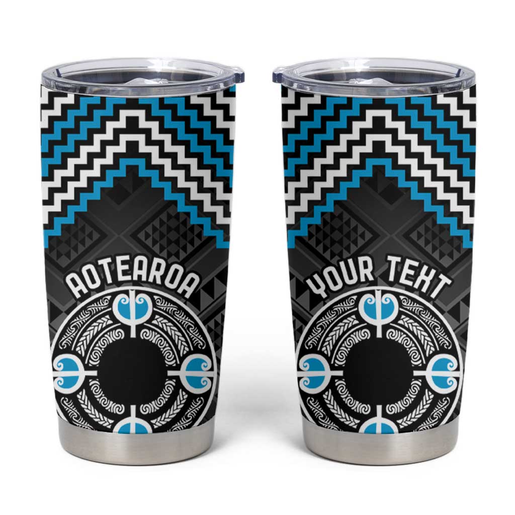 Personalised Aotearoa Niho Taniwha Motif Tumbler Cup Blue Style LT9 Blue - Polynesian Pride