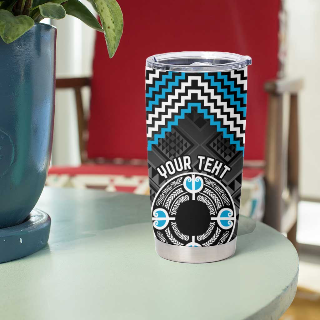 Personalised Aotearoa Niho Taniwha Motif Tumbler Cup Blue Style LT9 - Polynesian Pride