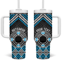 Personalised Aotearoa Niho Taniwha Motif Tumbler With Handle Blue Style LT9 One Size: 40 oz Blue - Polynesian Pride