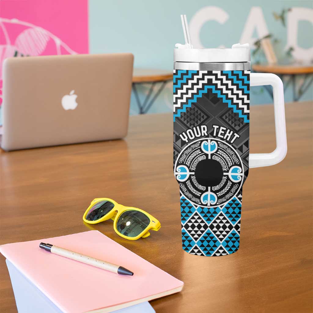 Personalised Aotearoa Niho Taniwha Motif Tumbler With Handle Blue Style LT9 - Polynesian Pride