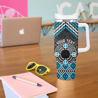 Personalised Aotearoa Niho Taniwha Motif Tumbler With Handle Blue Style LT9 - Polynesian Pride