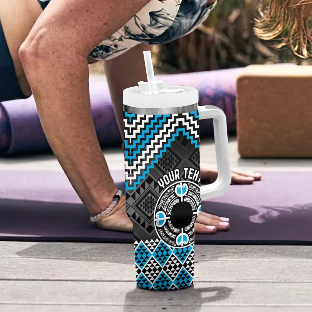 Personalised Aotearoa Niho Taniwha Motif Tumbler With Handle Blue Style LT9 - Polynesian Pride