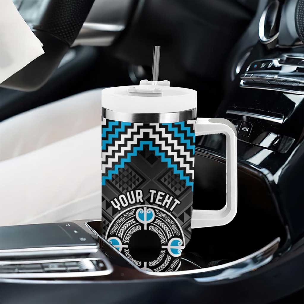 Personalised Aotearoa Niho Taniwha Motif Tumbler With Handle Blue Style LT9 - Polynesian Pride