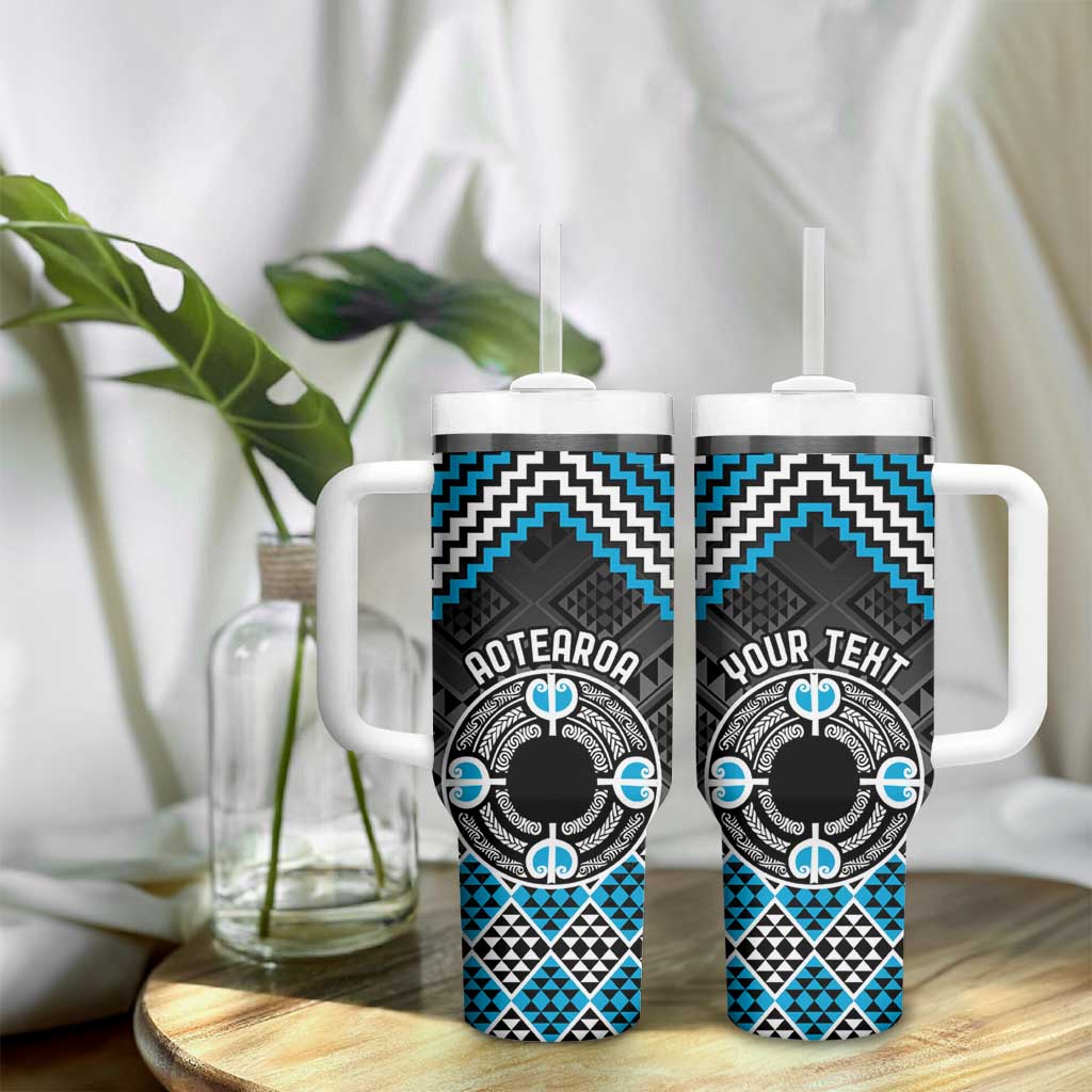Personalised Aotearoa Niho Taniwha Motif Tumbler With Handle Blue Style LT9 - Polynesian Pride