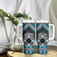 Personalised Aotearoa Niho Taniwha Motif Tumbler With Handle Blue Style LT9 - Polynesian Pride