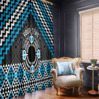 Personalised Aotearoa Niho Taniwha Motif Window Curtain Blue Style LT9 - Polynesian Pride