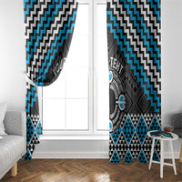 Personalised Aotearoa Niho Taniwha Motif Window Curtain Blue Style LT9 - Polynesian Pride