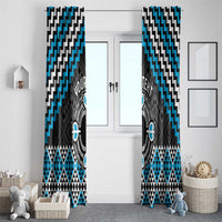 Personalised Aotearoa Niho Taniwha Motif Window Curtain Blue Style LT9 - Polynesian Pride