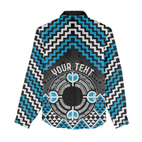 Personalised Aotearoa Niho Taniwha Motif Women Casual Shirt Blue Style