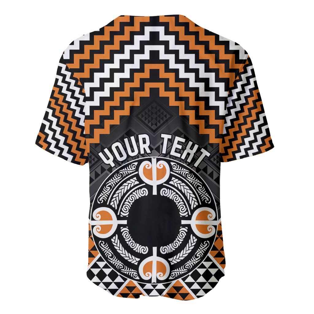 Personalised Aotearoa Niho Taniwha Motif Baseball Jersey Gold Style