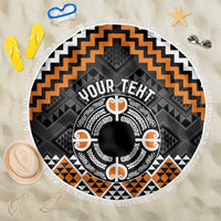 Personalised Aotearoa Niho Taniwha Motif Beach Blanket Gold Style LT9 One Size 150cm Gold - Polynesian Pride