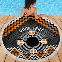 Personalised Aotearoa Niho Taniwha Motif Beach Blanket Gold Style LT9 - Polynesian Pride