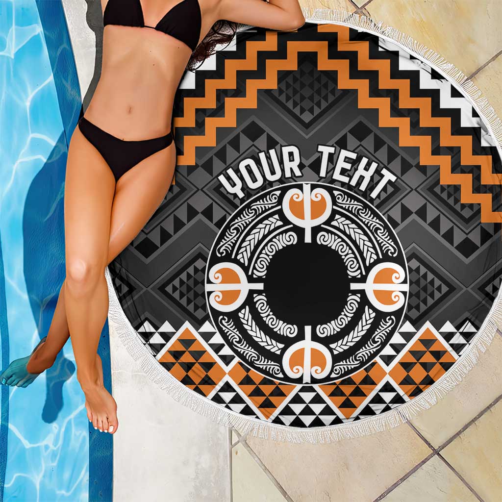 Personalised Aotearoa Niho Taniwha Motif Beach Blanket Gold Style LT9 - Polynesian Pride